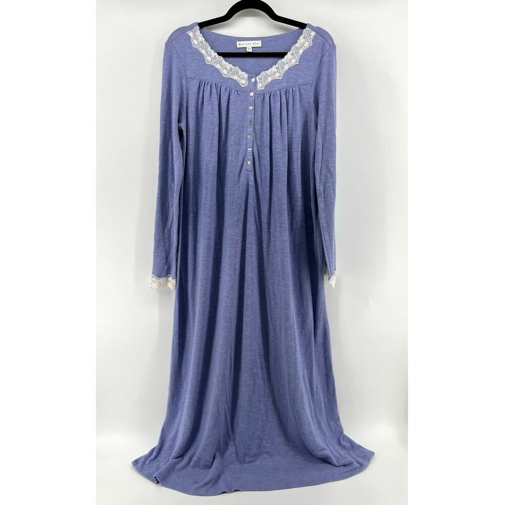 Eileen West | Women's Long Sleeve Nightgown Lace Trim Size S
